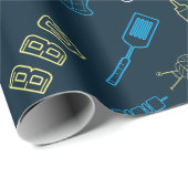 GRILLEN Icons Muster Grilltools Fleisch Lebensmitt Geschenkpapier (Rolleneckpunkt)