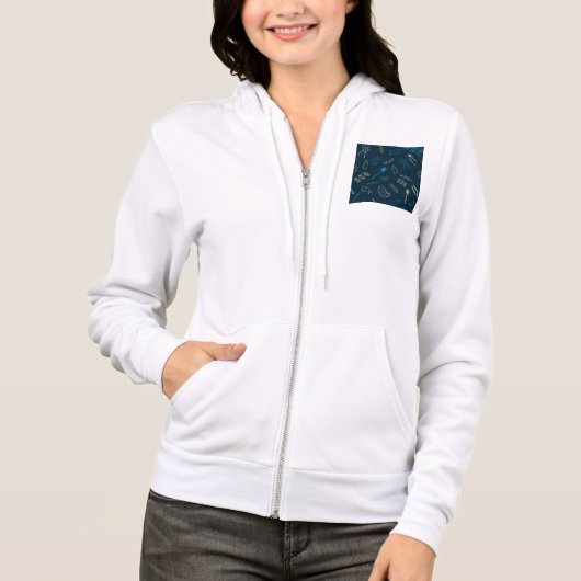 GRILLEN Icons Muster Grilltools Fleisch Lebensmitt Hoodie (Vorderseite)