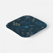 GRILLEN Icons Muster Grilltools Fleisch Lebensmitt Pappteller (Gewinkelt)