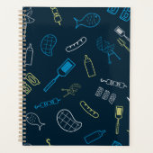 GRILLEN Icons Muster Grilltools Fleisch Lebensmitt Planer (Vorderseite)