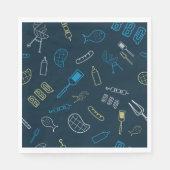 GRILLEN Icons Muster Grilltools Fleisch Lebensmitt Serviette (Vorderseite)