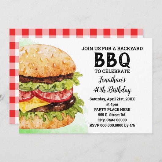 Grillen im Hinterhof Party Einladung (Vorne/Hinten)