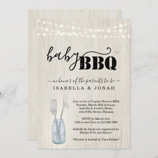 Grillen Invasion - Paare Baby Q Barbeque Einladung (Vorne/Hinten)