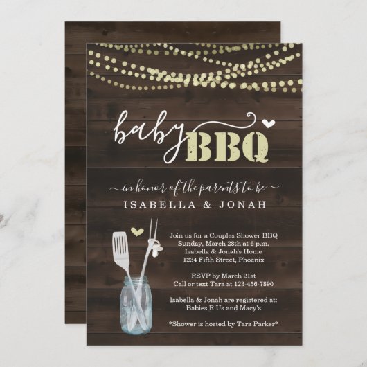Grillen Invasion - Paare Baby Q Barbeque Einladung (Vorne/Hinten)