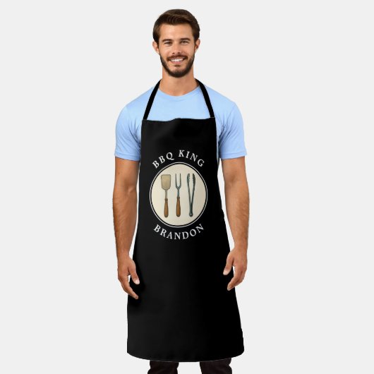 GRILLEN King Grilling Tools Emblem Vater Name Schürze (Getragen)