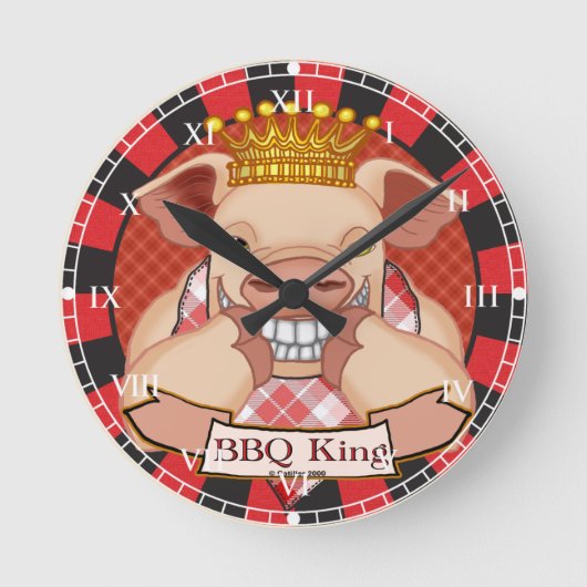 GRILLEN King Pig Clock Runde Wanduhr (Vorderseite)