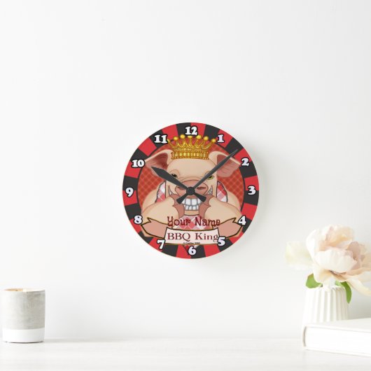 GRILLEN King Pig Clock Runde Wanduhr (Zuhause)