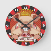 GRILLEN King Pig Clock Runde Wanduhr (Vorderseite)