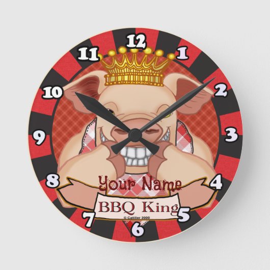 GRILLEN King Pig Clock Runde Wanduhr (Vorderseite)