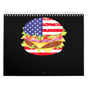 GRILLEN Lovers Hamburger USA Flag 4. Juli GRILLE Kalender