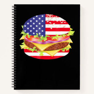GRILLEN Lovers   Hamburger USA Flag 4. Juli GRILLE Notizblock