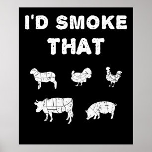 GRILLEN Lovers ID Smoke, dass Koch Smoker GRILLE Poster