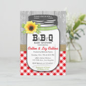 GRILLEN Mason Jar Babydusche Einladung Red & Green (Stehend Vorderseite)