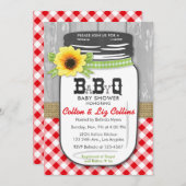 GRILLEN Mason Jar Babydusche Einladung Red & Green (Vorne/Hinten)