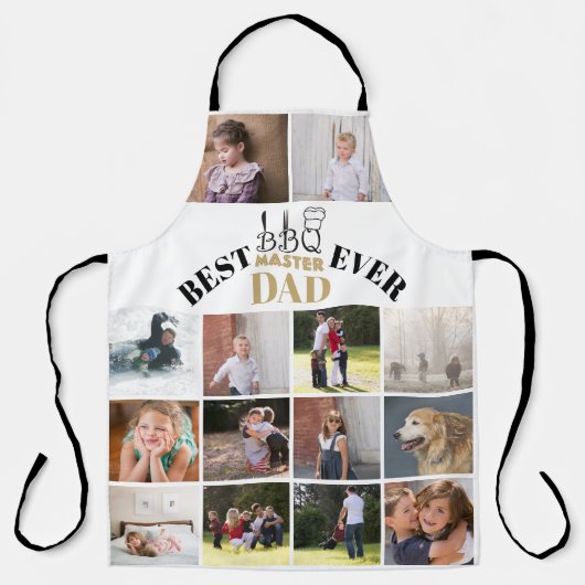 Grillen master dad Fathers Day beige Foto Schürze (Vorderseite)