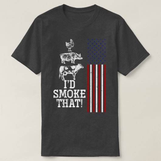 GRILLEN Meat Smoking American Flag US Retro Barbec T-Shirt (Design vorne)