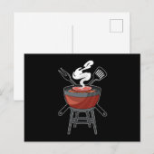Grillen mit Fleischgabel & Spatel Postkarte (Vorne/Hinten)