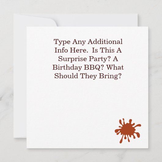 GRILLEN oder Barbeque Fun Party Einladung Anpassen (Rückseite)