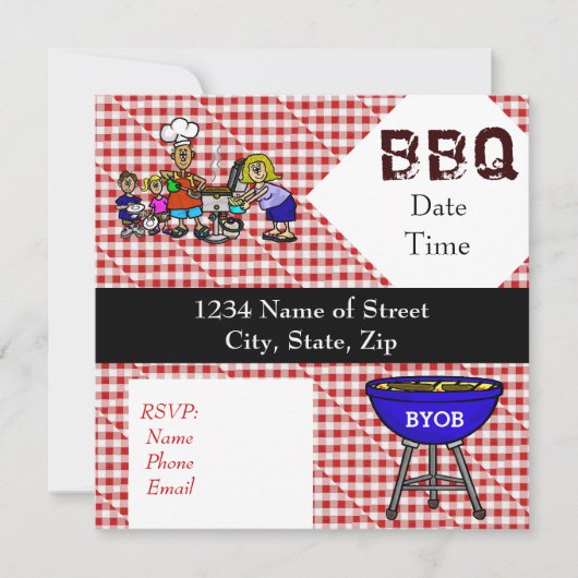 GRILLEN oder Barbeque Fun Party Einladung Anpassen (Vorderseite)