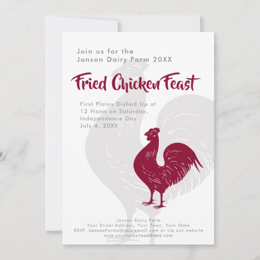GRILLEN- oder Hühnereigenschaft-Tagesbetrieb Picni Einladung (Vorderseite)