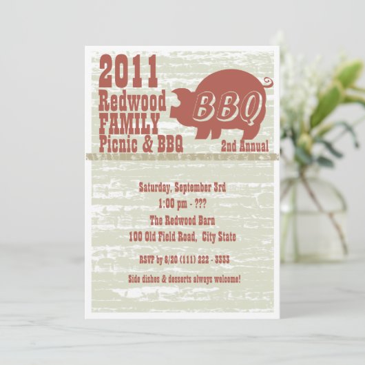 GRILLEN oder Schweinenrost Einladung (Stehend Vorderseite)