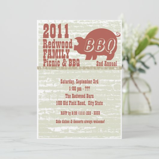 GRILLEN oder Schweinenrost Einladung (Stehend Vorderseite)