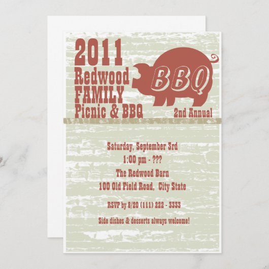 GRILLEN oder Schweinenrost Einladung (Vorne/Hinten)