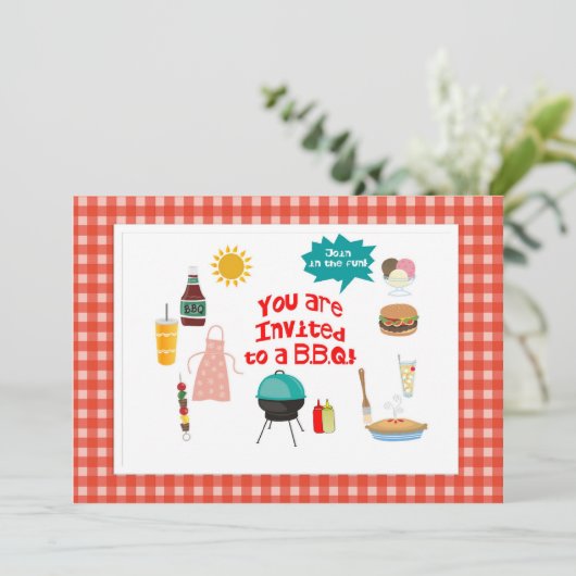 GRILLEN/Outdoor Party Spaß machen! Einladung (Stehend Vorderseite)