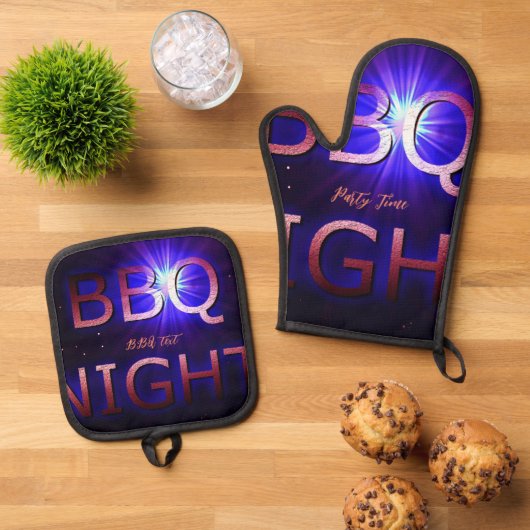 GRILLEN Oven Mitt and Pot Holders Ofenhandschuh & Topflappen-Set (Oben Unten)