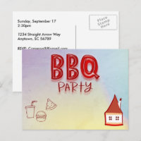GRILLEN Party Anpassbare Einladung Postkarte