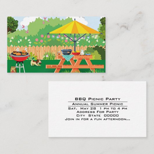 GRILLEN Party Backyard Picknick Einladung (Vorne/Hinten)