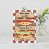 GRILLEN Party Big Burger Einladung (Stehend Vorderseite)