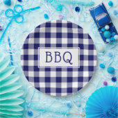 Grillen Party Classic Blue and White Gingham Pappteller (Party)
