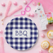 Grillen Party Classic Blue and White Gingham Pappteller (Party)