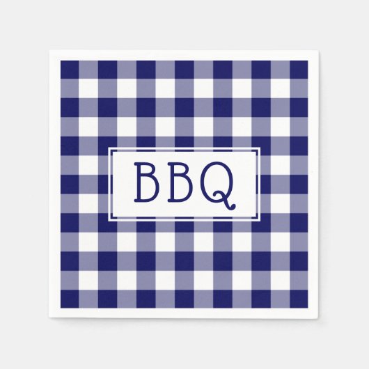 Grillen Party Classic Blue and White Gingham Serviette (Vorderseite)