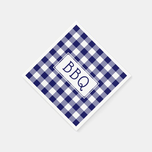 Grillen Party Classic Blue and White Gingham Serviette (Ecke)
