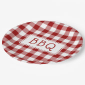 Grillen Party Classic Red and White Gingham Pappteller (Schrägansicht)