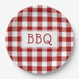 Grillen Party Classic Red and White Gingham Pappteller
