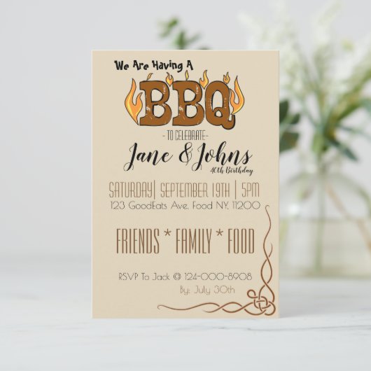 GRILLEN Party Einladung (Stehend Vorderseite)