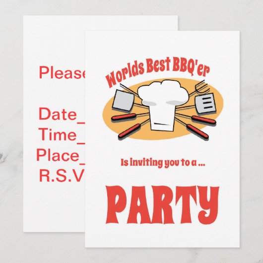 GRILLEN Party Einladung (Vorne/Hinten)