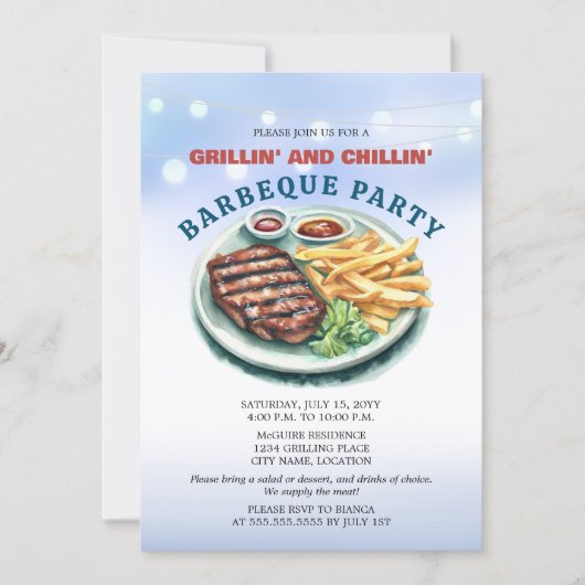 GRILLEN Party Einladung (Vorderseite)