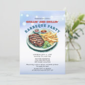 GRILLEN Party Einladung (Stehend Vorderseite)