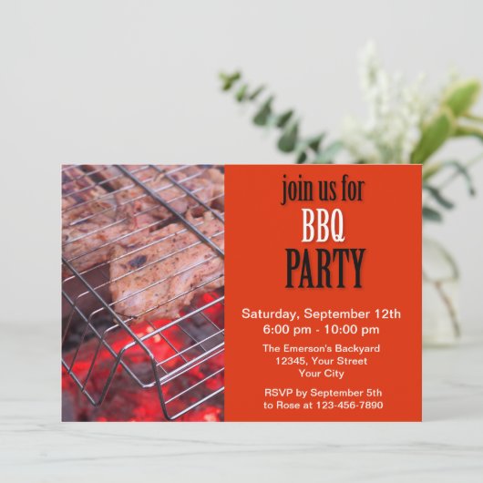 GRILLEN Party Einladung (Stehend Vorderseite)