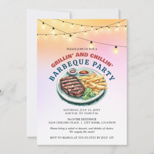 GRILLEN Party Einladung (Vorderseite)