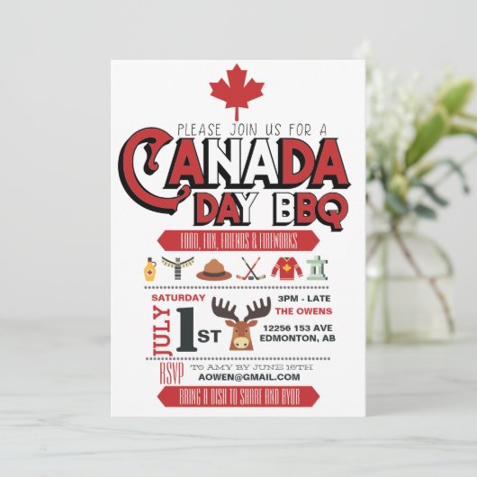 Grillen-Party Einladung am Kanada-Tag (Stehend Vorderseite)