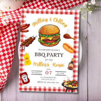GRILLEN Party Einladung, GRILLEN Grill im Hinterho Einladung