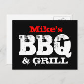 GRILLEN Party Einladung Postkarten | Personalisier (Vorne/Hinten)