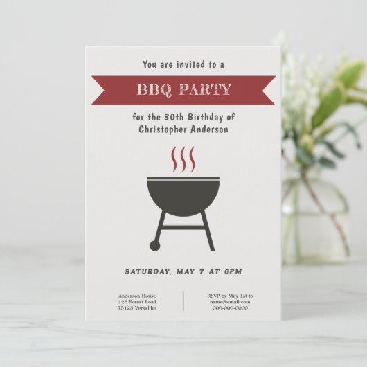 GRILLEN Party Einladung zum Geburtstag (Stehend Vorderseite)