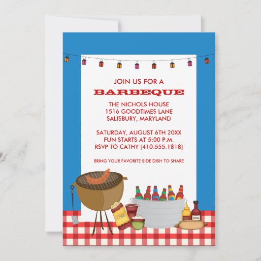 GRILLEN Party Einladungen (Vorderseite)