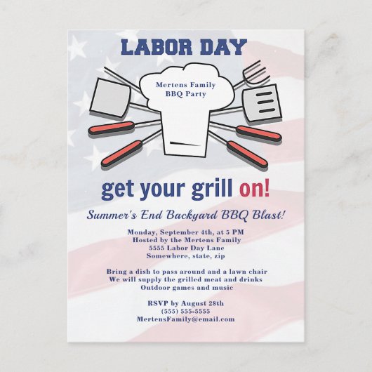 Grillen Party Familie Sommergrill Postkarte (Vorderseite)